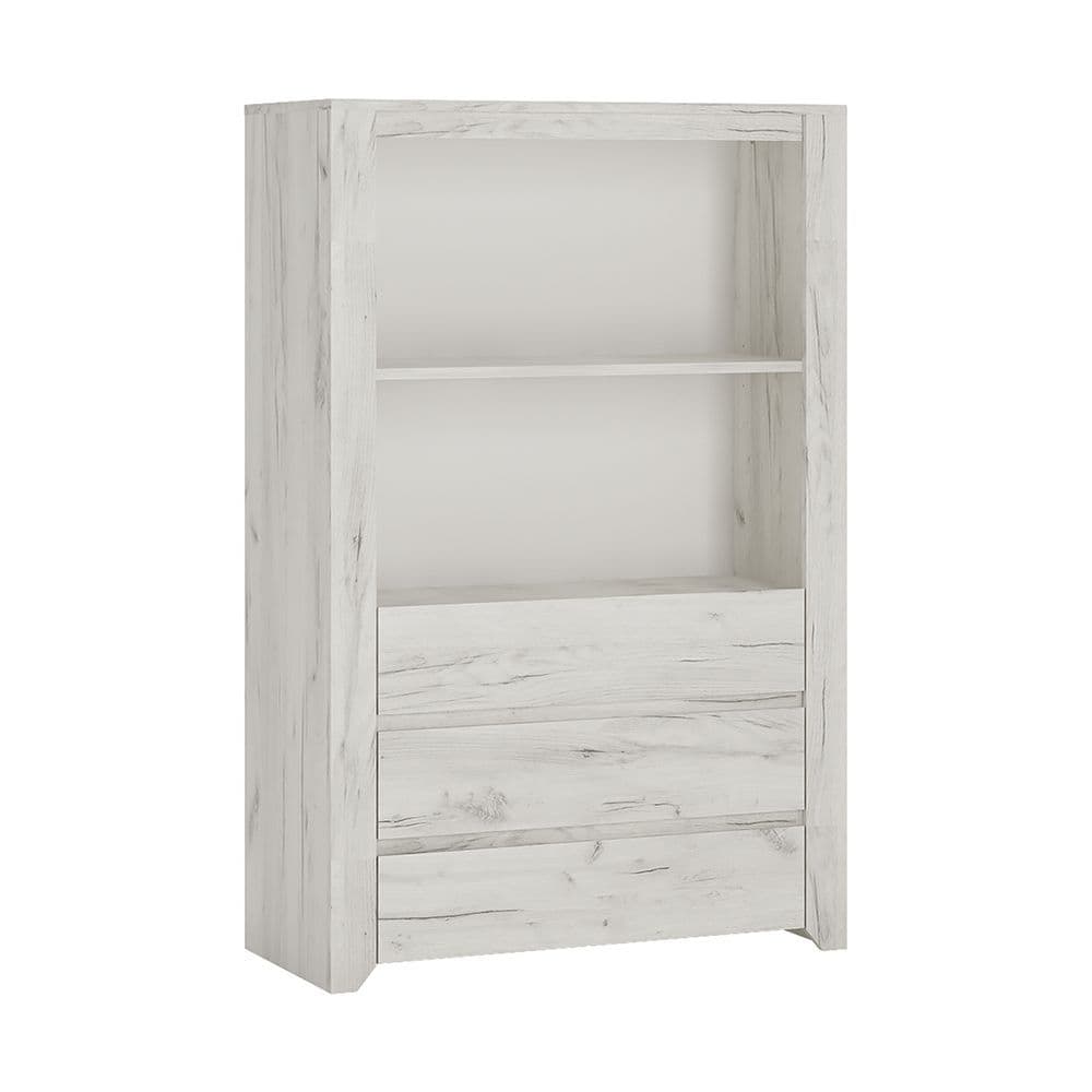 Argon 3 Drawer Cupboard with Open Shelf in White Craft Oak